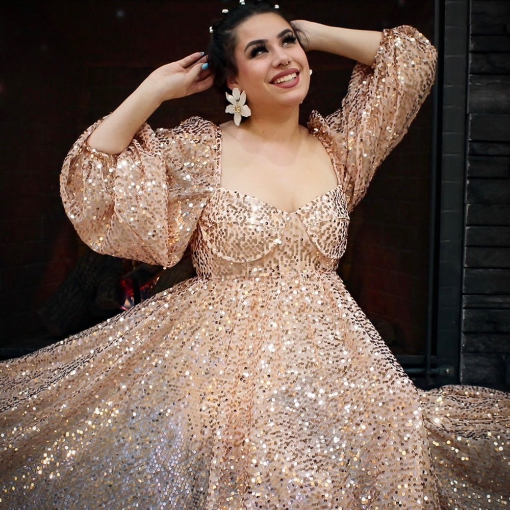 The Rose Gold Sequin Princess Gown